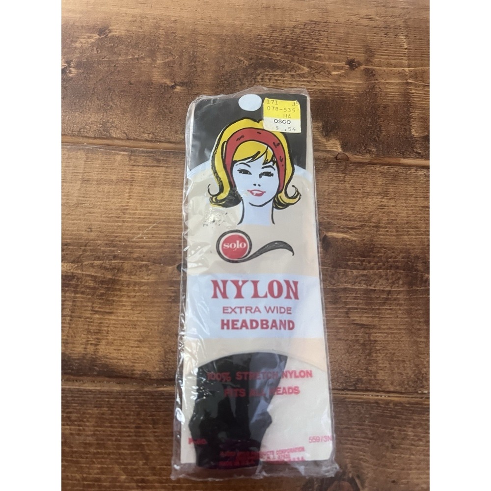 Vintage Headband! Extra Wide Black Stretch Nylon! Unique Stretch  Mod
